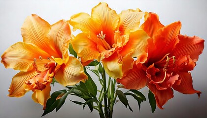 Vibrant orange lilies in bloom floral arrangement indoor setting natural light close-up view botanical beauty