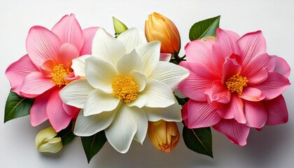 Elegant floral arrangement of pink and white lotus flowers studio display nature soft lighting artistic concept