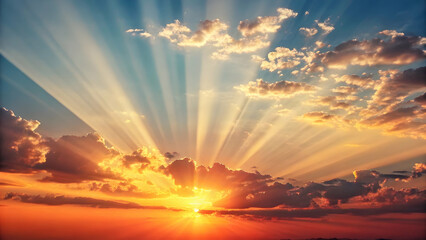 Fototapeta premium Majestic Sunrise with Colorful Rays Illuminating the Sky