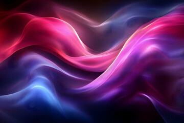 Obraz premium Abstract swirling neon waves, dark background, website header