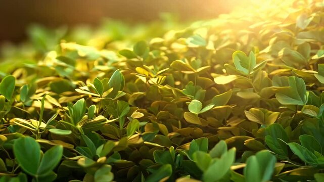 Lush greenery in sunlight showcasing vibrant leaf textures