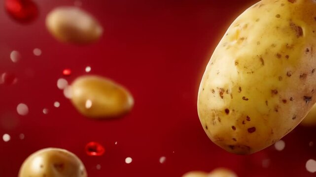 Flying Potatoes, realistic mockup 3d animation for ad and design dairy products