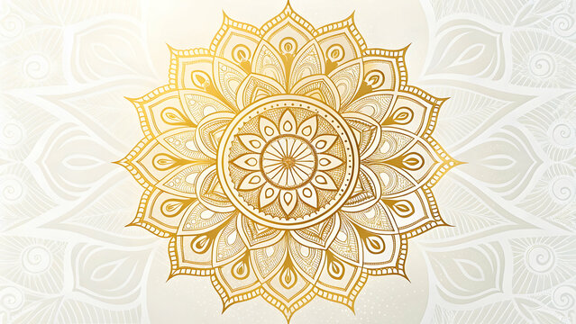 Elegant Gold Mandala Design with Intricate Pattern on Light Background