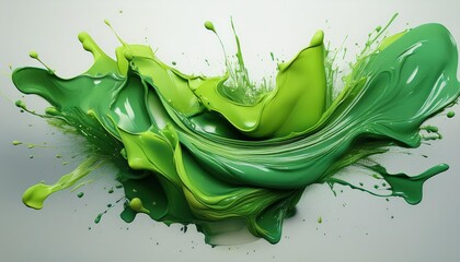 Vibrant Green Paint Splash Amidst Abstract Chaos Exploring the Creative Process in a Pop Art Style.