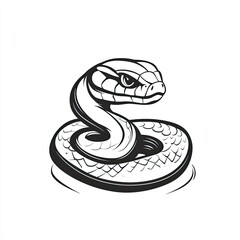 Majestic Cobra: A Black and White Vector Illustration of a Venomous Snake