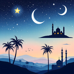 Obraz premium set of modern eid alfitr illustrations
