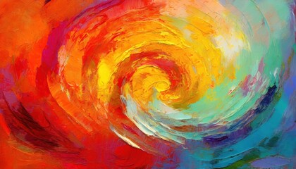 Vibrant Grungy Abstract Artwork A Rolled Painted Masterpiece on Paper Showcasing Hot Colors and...