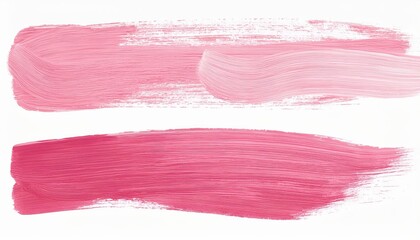 Vibrant Isolated Hand Painted Brush Strokes in Pastel Pink on White Background, Showcasing Textured...