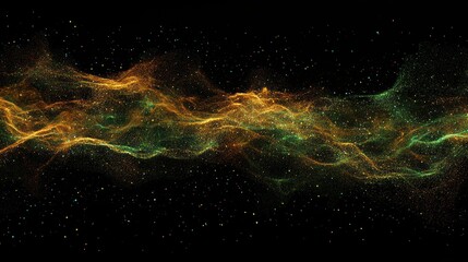 Cosmic Nebula: Golden and Emerald Stardust