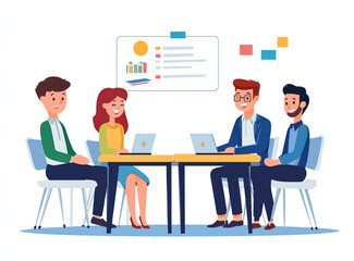 Collaborative Business Meeting with Team Discussing Project Ideas in Modern Office Setting