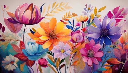 Vibrant and Expressive Abstract Flower Masterpiece, Showcasing a Dazzling Palette of Color and Texture, Embracing the Beauty and Complexity of Natures Intricacies.