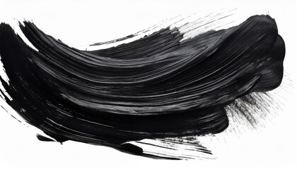 Vivid Black Paint Texture Stroke of Artistic Mastery against a White Background, Showcasing the Beauty and Richness of HandPainted Techniques