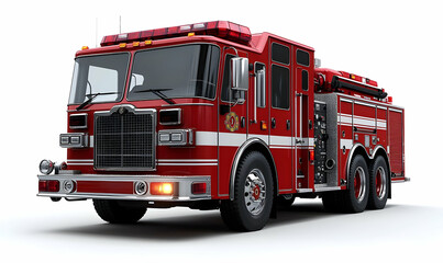 Red firetruck, studio shot, emergency, rescue