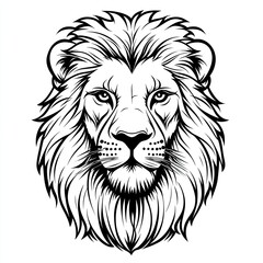 Obraz premium Majestic Lion Head: A Black and White Vector Illustration of a Lion's Face