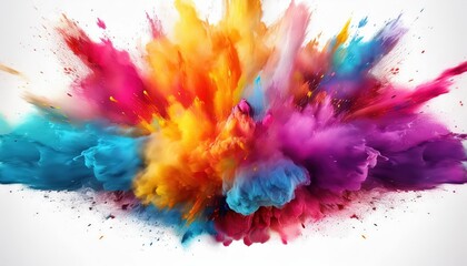 Fototapeta premium Vibrant Holi Paint Color Powder Explosion against a White Background A Joyous Celebration of Colors and Culture