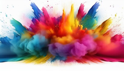 Fototapeta premium Vibrant Explosion of Colors in a Festive Holi Celebration, Showcasing a Spectacular Display of Rainbow Hues on a Transparent or White Background
