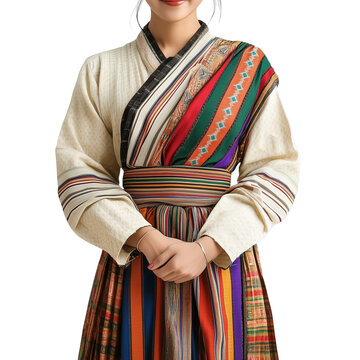 a traditional Myanmar longyi with colorful stripes and fabric textile pattern culture heritage, Transparent background, Ai generated images