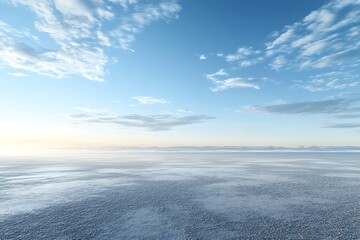 Vast Icy Plain Under a Serene, Cloud-Streaked Sky