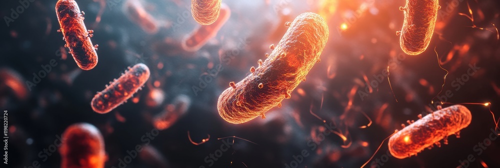 Leinwandbilder detailed 3d render showcasing a variety of microbes in a vibrant and dynamic environment. generative