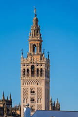 Fototapeta premium Sevilla Kathedrale & La Giralda an der Plaza del Triunfo, Sevilla, Spanien / Catedral de Sevilla