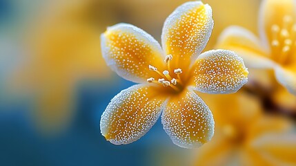 Fototapeta premium Closeup of Yellow Flower with White Dew Drops Capturing Nature's Delicate Beauty : Generative AI