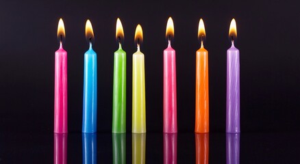 candles on a black background