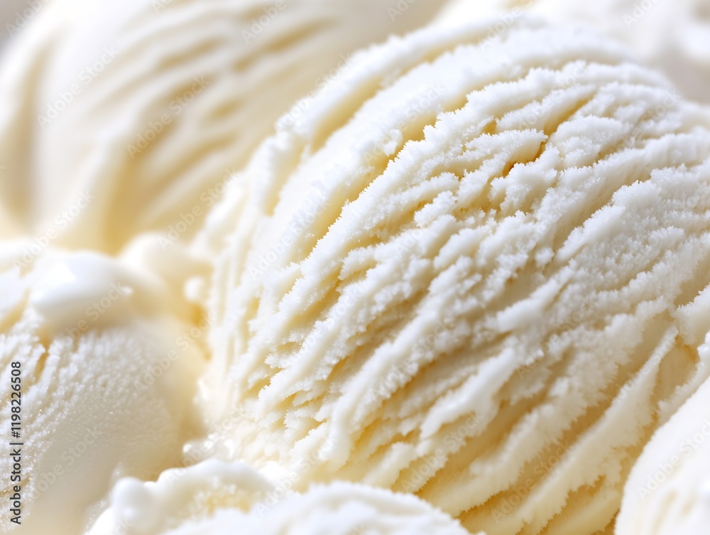 Poster closeup view of creamy vanilla ice cream scoops for a refreshing dessert treat : generative ai