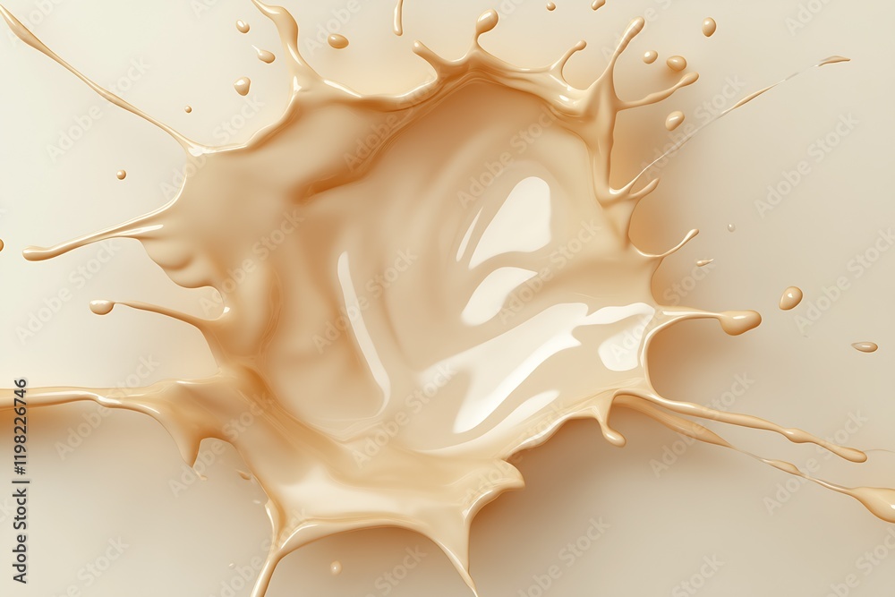 Poster Expressive splash of beige paint creating lively fluid forms for dynamic art and design inspirations : Generative AI