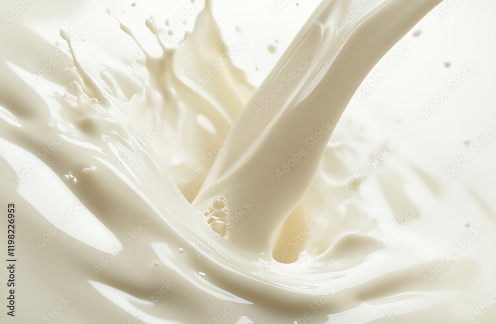 Poster creamy liquid splash captured in abstract white fluid motion : generative ai