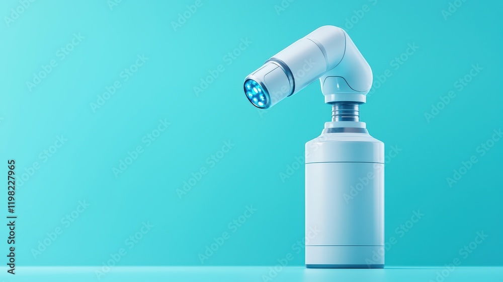 Poster robot arm with light source on minimalist background