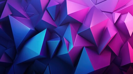 Fototapeta premium Abstract 3D polygonal background with vibrant blue and pink color gradient.