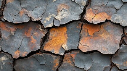 Cracked, rusty earth texture; desert backdrop; design element