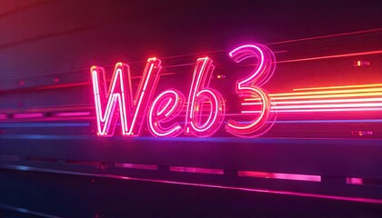 Neon Web3 Sign Glows Brightly in Dark Setting
