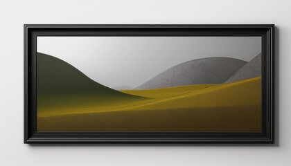 Naklejka premium Striking Monochromatic Landscape in Black and White, Framed against a White Background, Showcasing Vast Open Spaces and Dramatic Textures.