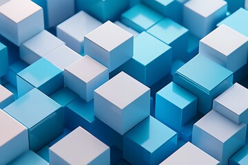 Obraz premium Abstract isometric digital blocks forming a blockchain concept, blending geometry and technology themes