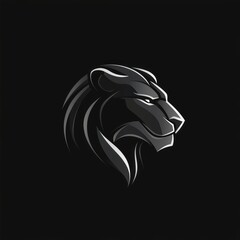 Majestic black panther profile, dark background, wildlife, logo design