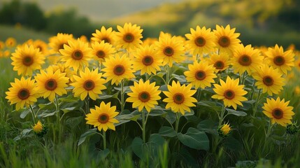 Vibrant Yellow Sunflowers in a Summer Field