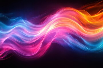 Obraz premium black background with vibrant light trails in pink, purple, blue, and green, creating a dynamic and visually striking abstract design full of energy and movement