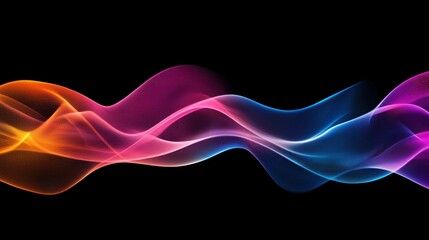 Abstract colorful wave flowing on black background.