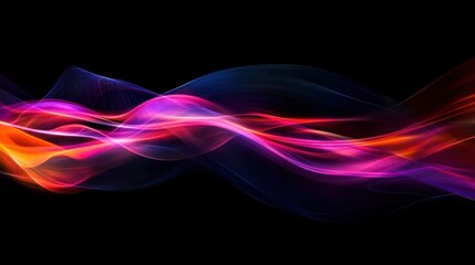 Abstract colorful waves flowing on a black background.