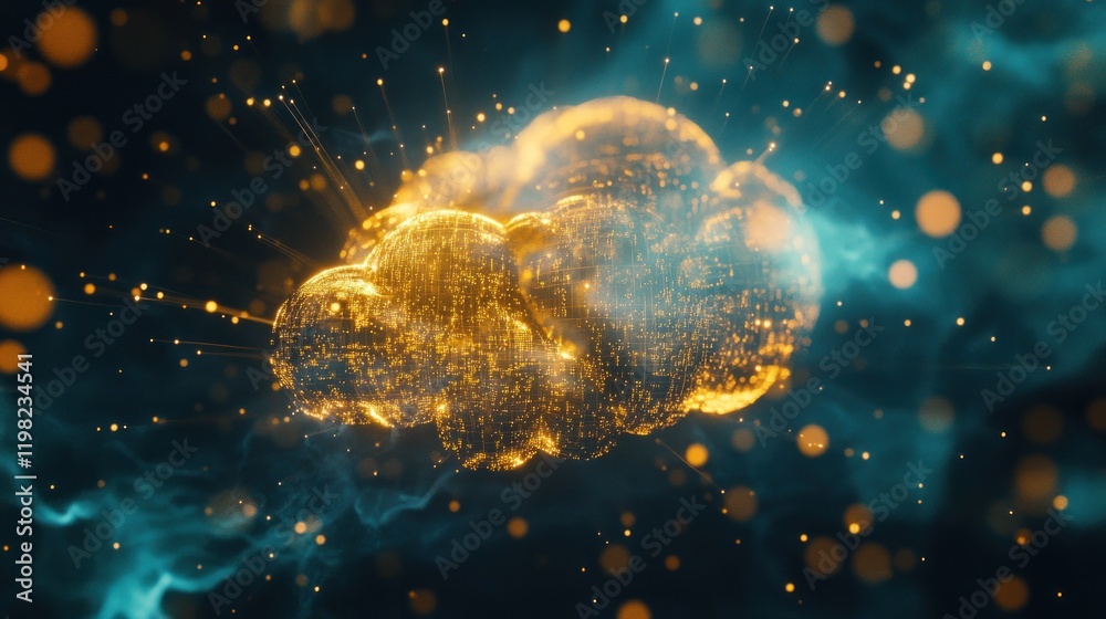 Poster golden cloud computing: abstract digital data network