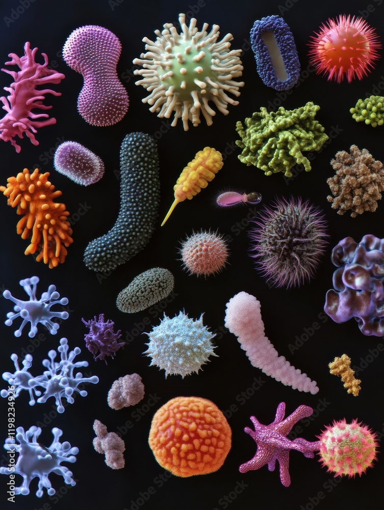 Leinwandbilder exploration of diverse bacterial forms showcasing evolution and adaptability in various environments