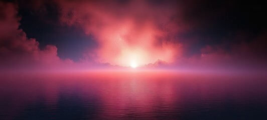 Obraz premium Surreal Landscape Ethereal Fog Glowing Horizon Chiaroscuro Lighting Digital Art