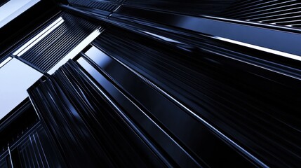 Obraz premium Abstract dark metallic structure, lines, geometric shapes, perspective view.