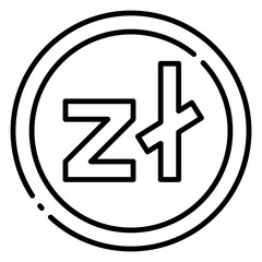 Polish Zloty Currency Symbol Line Icon