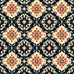 Floral Tapestry: An intricately designed floral pattern, in repeating symmetry, the image showcases a tapestry of artistic detail.