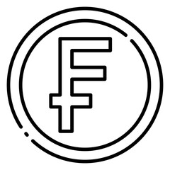 Swiss Franc Currency Symbol Line Icon