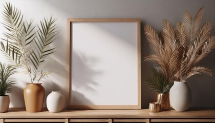 Obraz premium Striking CloseUp of a 3D Mockup Poster Frame at Dusk, Showcasing Intricate Details and Highlighting the Dramatic Play of Light and Shadows in a Futuristic Setting.