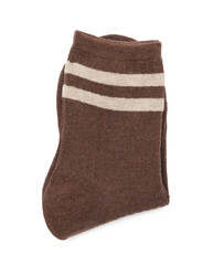 Pair of folded soft socks isolated on white, top view