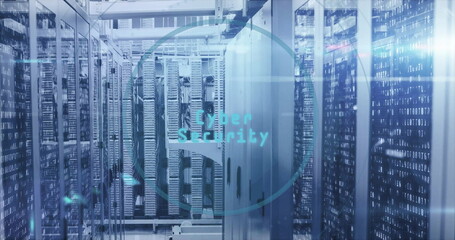 Image of key icon and digital data processing over computer servers